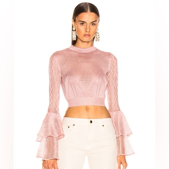 Self-Portrait Tops - Self-Portrait Pink Lurex Top